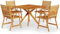 Tidyard 5 Piece Garden Dining Set, Solid Acacia Wood Outdoor Patio Furniture with 4 Chairs and Square Table for Backyard Lawn Deck by Tidyard
