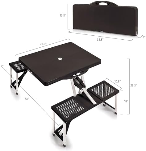 Detroit Lions – Picnic Table Portable Folding Table with Seats, (Black) - Image 3