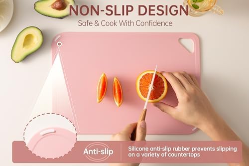THETCHRY Plastic Cutting Board Set of 3, Pink Cutting Board for Kitchen - Image 3