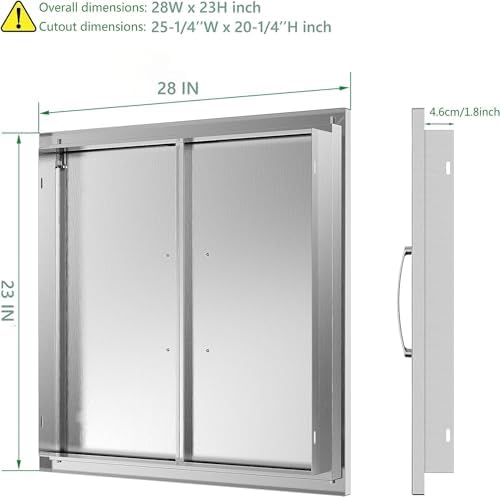 BBQ Access Double Doors 28Wx23H Flush Mount Stainless Steel Outdoor Kitchen Door for Outside Cabinets and BBQ Island - Image 2