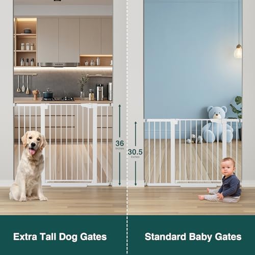 Cumbor 36" Extra Tall Baby Gate for Stairs, 30-48" Dog Gate Indoor White - Image 3