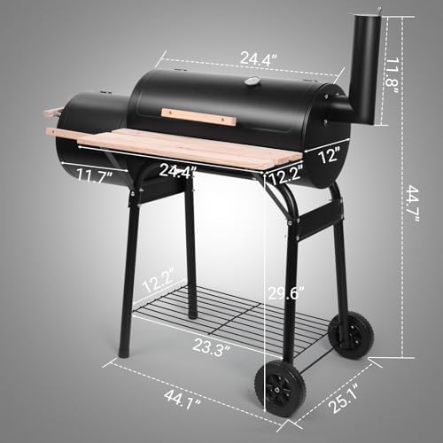 Outvita BBQ Charcoal Grill, Outdoor Patio Barbecue Cooker, Offset Smoker - Image 4