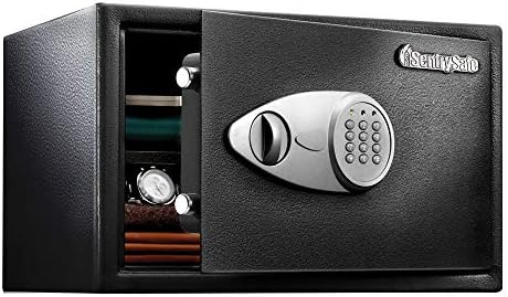 SentrySafe Black Home Safe with Shelf and Digital Keypad, Large Safe for Laptop, Documents, Money, Exterior: 10.6 x 16.9 x 14.6 Inches, X125 by SentrySafe