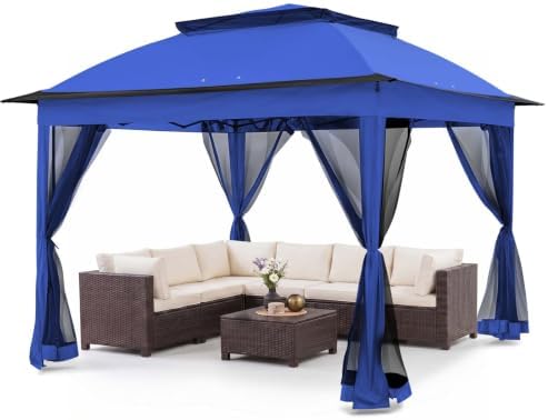 COOS BAY 11x11 Pop Up Gazebo with Netting, Canopy Tent, Blue by COOSBAY