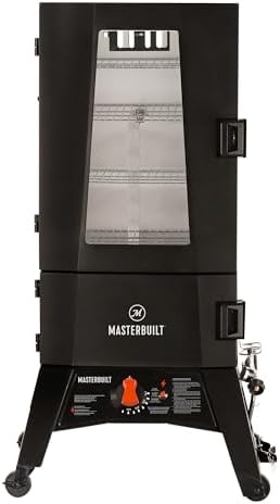 Masterbuilt® 40-inch ThermoTemp Propane Gas Vertical BBQ Smoker with Analog Temperature Control and 960 Cooking Square Inches in Black, Model MB20051316 by Masterbuilt