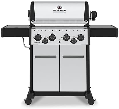 Broil King 865387 Crown S 490 4-Burner Natural Gas Grill with Side Burner and Rear Rotisserie Burner in Stainless Steel by BroilKing