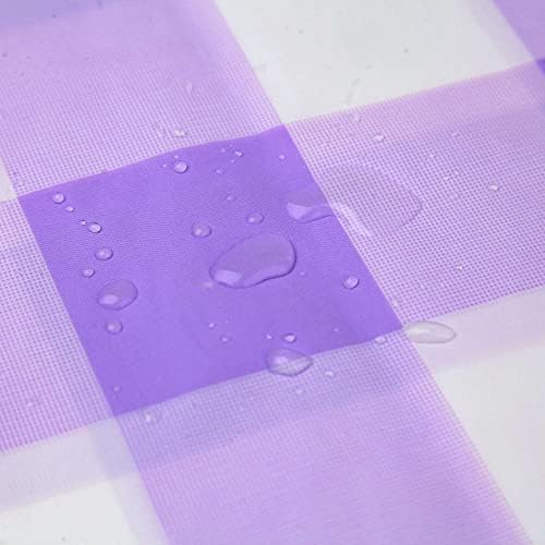 C CRYSTAL LEMON Purple Gingham Disposable Plastic Tablecloths, 4 Pack - Image 4