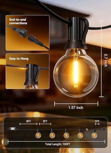 100FT 31 Bulbs Outdoor String Lights with Remote & Dimmable - Image 4