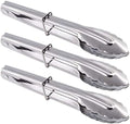 HINMAY 7-Inch Small Stainless Steel Serving Tongs, Set of 3 (Silver) by HINMAY