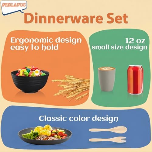Wheat Straw Dinnerware Sets 20 PCS - Unbreakable Plates and Bowls Set - Image 7