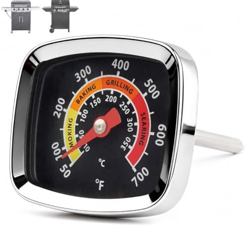 Grill Thermometer Black Mini Square Dial 50-700F Dual Scale by Unknown