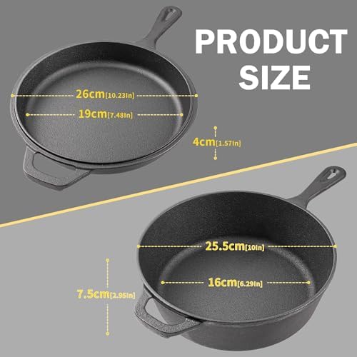 Vivicreate 2 in 1 Cast Iron Dutch Oven Pot with Skillet Lid Pre Seasoned Multi Cooker for Baking Frying Roasting Camping Compatible with All Stoves olla de hierro fundido sartén - Image 3