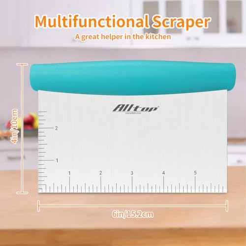 Bench Scraper & Chopper for Kitchen, Dough Cutter for Sourdough, Blue - Image 2
