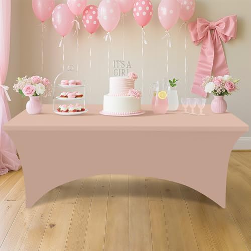 Smiry 2 Pack Spandex Table Cloth 4FT, Elastic Fitted Nude Tablecloth - Image 6