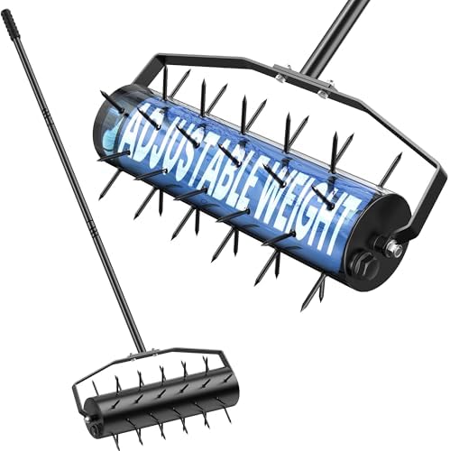 Manual Roller Lawn Aerator with Pre-Attached Spikes, Easy-to-Assemble by LXUZIUD