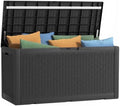 120 Gallon Outdoor Deck Box, Lockable Waterproof Outdoor Storage Boxes For Garden Tools,Indoor Cushions,Accessories Outside Storage Resin Weatherproof Container(Black) by MAIUSCOLI