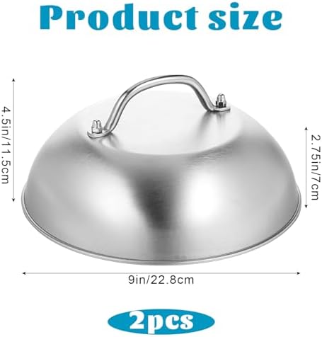 2 Pcs 9 Inch Stainless Steel Griddle Melting Cheese Dome Wok Lids- Commercial Grade Basting and Steaming Cover- Best for Use in Flat Top Grills - Image 2