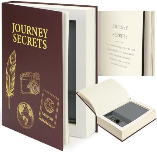 Large Decorative Book Safe with Combination Lock, 10.82"×7.67"×1.77" Hidden Storage Diversion Box for Cash, Phone, Passport, Valuables – Home Office Bookshelf, Journey Secrets by UWILLION