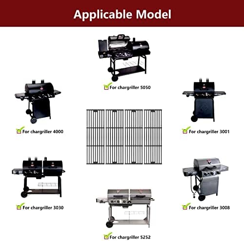 4PCS Grill Grates Replacement Parts, Grill Grates Replacement Cast Iron 19 3/4" for Chargriller 2121, 2123, 2222, 2828, 3001, 3030, 3725, 4000, 5050, 5252, 5650,9020 - Image 4