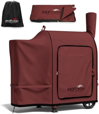 Foldable Grill Cover for Traeger Pro 22/575 Series, Waterproof 600D Heavy Duty Wood Pellet Smoker Cover, Fade＆Tear Resistant Pellet Grill Cover for Pro 20 Lil’ Tex Elite 22,Red by Unknown