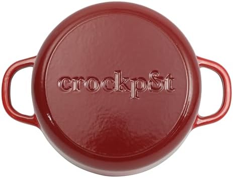 Crock Pot Artisan 3-Quart Round Cast Iron Dutch Oven With Oven Safe Borasilicate Lid - Red - Image 4