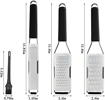 Cambom Lemon Zester Grater Three-piece Suit - Heavy Duty Kitchen Tool for Parmesan Cheese, Ginger, Garlic, Nutmeg, Chocolate, Vegetables，Fruits，Stainless Steel Grater Dishwasher Safe Black - Image 5