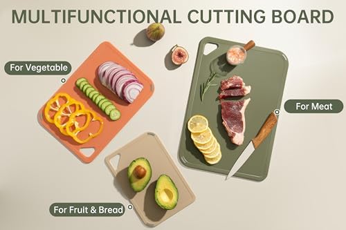 THETCHRY Plastic Cutting Board Set, Cutting Boards for Kitchen BPA Free - Image 4