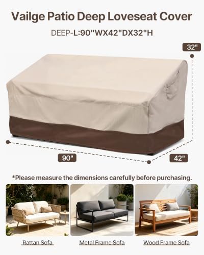 Vailge Patio Loveseat Cover 2-Seater & Outdoor Sofa Couch Cover Waterproof - Image 2