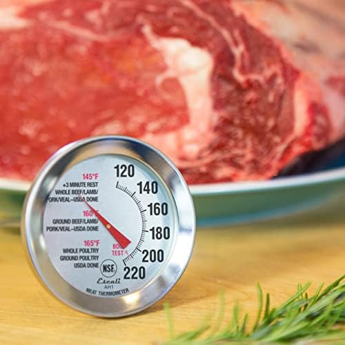 Escali AH1 Stainless Steel Oven Safe Meat Thermometer, Extra Large 2.5-inches Dial, Temperature Labeled for Beef, Poultry, Pork, and Veal Silver NSF Certified - Image 4