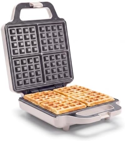 GreenPan Advanced Waffle Maker, 4-Square Belgian & Classic Waffle Maker, PFAS-Free Ceramic Nonstick, Cool-Touch Handle, Overheat Protection, Easy Clean, Clay by GreenPan