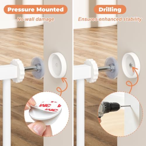 34" Tall Baby Gate No Drilling, Auto Close Dog Gate Indoor, White - Image 5