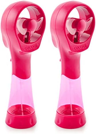 O2COOL Elite Handheld Misting Fan Battery Powered 2-Pack Raspberry by O2COOL
