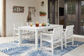 Perli™ 5-Piece Outdoor Dining Set, All-Weather HDPE Patio Furniture with 4 Armrest Chairs and Rectangular Table, UV-Resistant 4-Person Set for Deck, Backyard, White by PatioKingdom