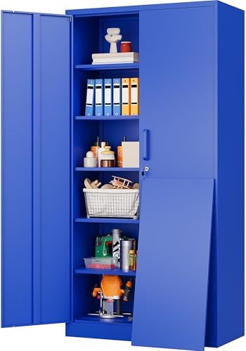 SISESOL Blue Metal Storage Cabinet with 6 Shelves,71" Garage Storage Cabinet with Lock,6 Tier Steel Cabinets with Locking Doors,Lockable Cabinets for Home,Office,Shop,Garage by SISESOL