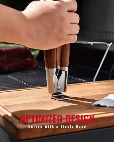 Heavy-Duty Heat-Treated Ash Wood BBQ Grilling Tools Set | Extra-Thick Stainless Steel Spatula, Fork & Tongs | Essential Barbecue Accessories, for Grill Enthusiasts - Image 5