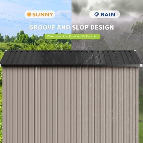 Aoxun 10x8 FT Shed Outdoor Storage Shed with Floor Brown - Image 5