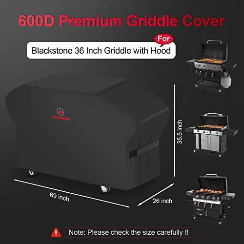 Comnova Griddle Cover for Blackstone 36 Inch Griddle with Hood - Heavy Duty Waterproof, 600D Flat Top Grill Cover for Blackstone Pro Series Griddle - Image 2