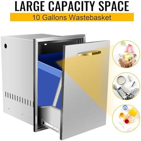 Outdoor Kitchen Drawers, Box Frame Style Flush Mount BBQ Drawer w/Stainless Steel Handle, BBQ Island Drawers For Patio Grill Station,Trash Drawer - Image 4