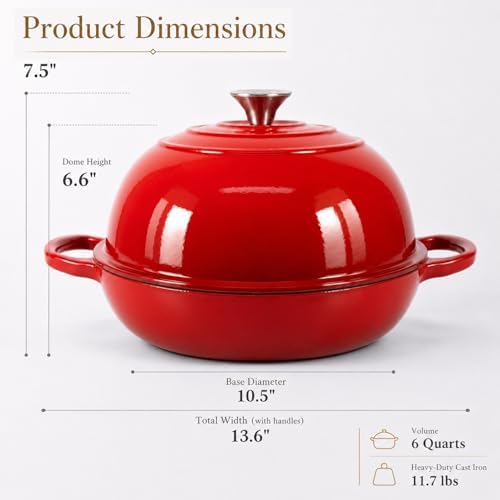 AHJ 6QT Enameled Cast Iron Dutch Oven for Sourdough Bread Baking - Image 2