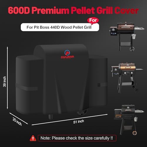 Comnova Grill Cover for Pit Boss 440D - Premium Wood Pellet Smoker Cover for Pitboss Waterproof & Heavy Duty, 600D Pellet BBQ Cover for Pit Boss Mahogany 440 Deluxe, Mile Hybrid, and 73440 Deluxe - Image 2