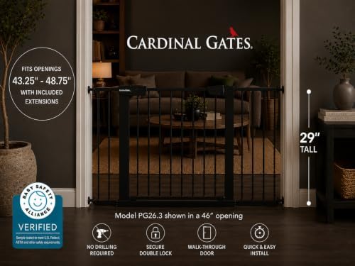 Cardinal Gates PG26.3 Baby & Pet Pressure Gate, Black, 43.25-48.75 in - Image 2