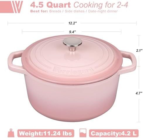 VORRINGARD Enameled Cast Iron Dutch Oven Pot with Lid, for Bread Baking, Round Bread Oven- include Sourdough Bread Baking Supplies set, 4.5QT, Pink - Image 2