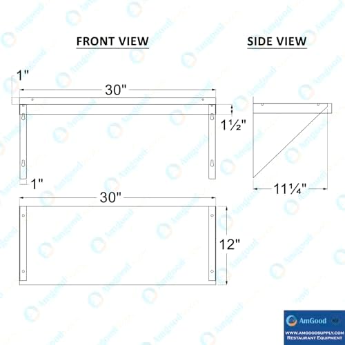 AmGood 12" x 30" Stainless Steel Wall Shelf | Appliance & Equipment Metal Shelving | Kitchen, Restaurant, Garage, Laundry, Utility Room | Heavy Duty | Turned-Down Edge | NSF Certified - Image 5