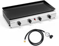 ROVSUN 4 Burner Portable Propane Griddle with Electronic Ignition & Regulator, 40,000 BTU Tabletop Flat Top Gas Grill with Nonstick Enameled Tray for Outdoor Cooking Camping BBQ Tailgating by ROVSUN