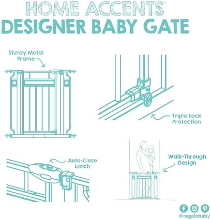 Regalo Safety 30"-41.5" Extra Wide Baby Gate, Bottom of Stairs & Doorways - Image 6