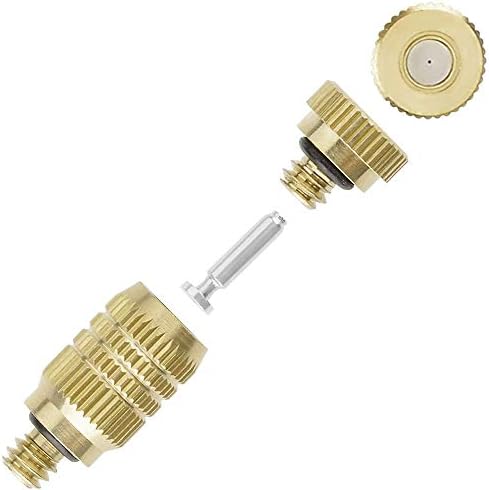 Brass Misting Nozzle, 10 Pack High Pressure Spray 10/24 UNC Outdoor Anti-drip Fogging Spray Head Misting System Tips for Landscaping Outdoor Cooling System (0.012 Orifice) - Image 2