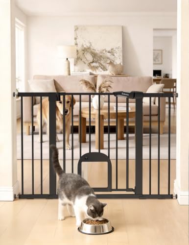 Babelio Extra Wide Dog Gate with Cat Door, CatPrivilege III, 29-48" - Image 2