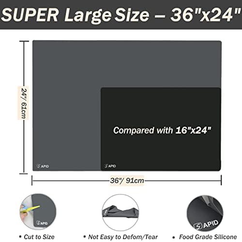 Extra Large Silicone Mat Kitchen Counter Heat Resistant Table Mat 36" x 24" - Image 2