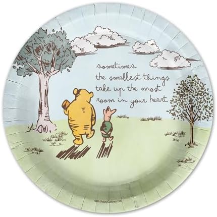 Birthday Galore Pooh Bear The Smallest Things Baby Shower - 32 Piece Disposable Party Supplies - Summer Baby Shower Decorations - Round Party Plates - Large 9" Paper Plates In Bulk - Image 3