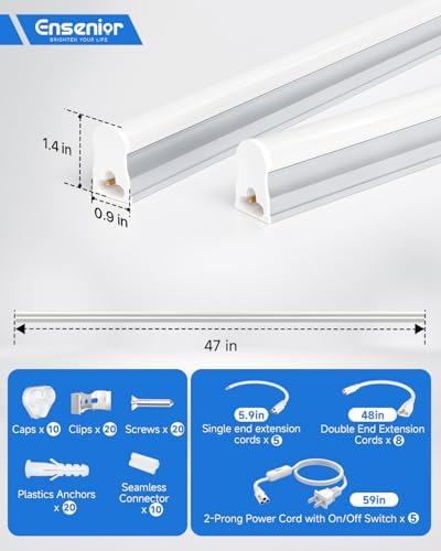 Ensenior 4FT LED Shop Lights, T5 6500K Super Bright Garage Lighting, 10Pack - Image 5